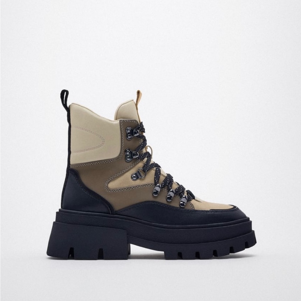 Zara combo ankle boots lace closure blogger favorite - Picture 4 of 6